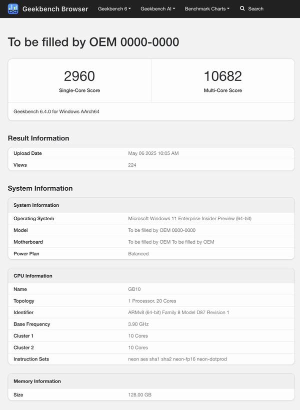 NVIDIA 首款ARM超级芯片GB10曝光：3.9GHz主频，多核跑分破万